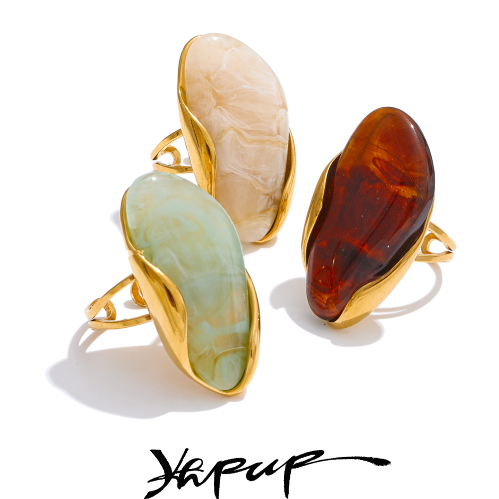 Turquoise Stone Ring - Yhpup новый дизайн коричневый зеленый бежевый