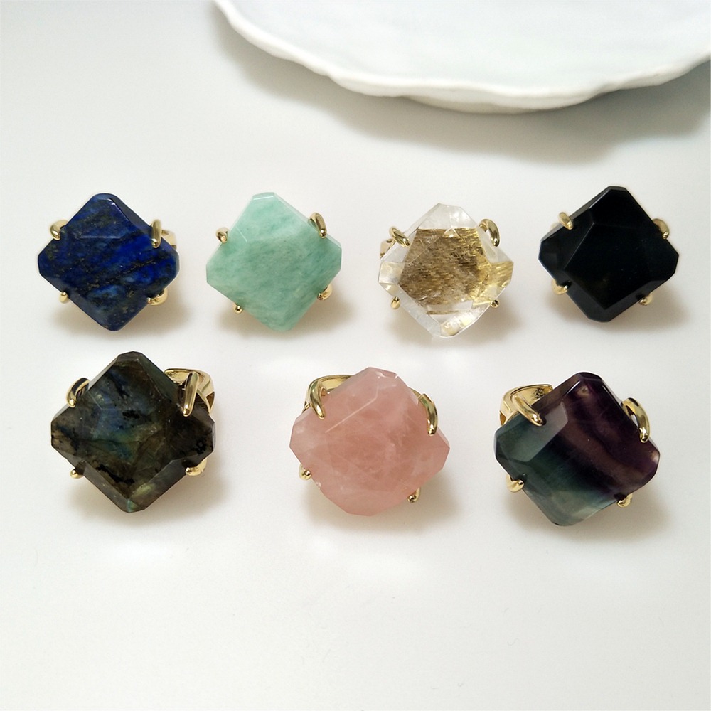 Turquoise Stone Ring - 1 шт., кольцо с натуральным полудрагоценным