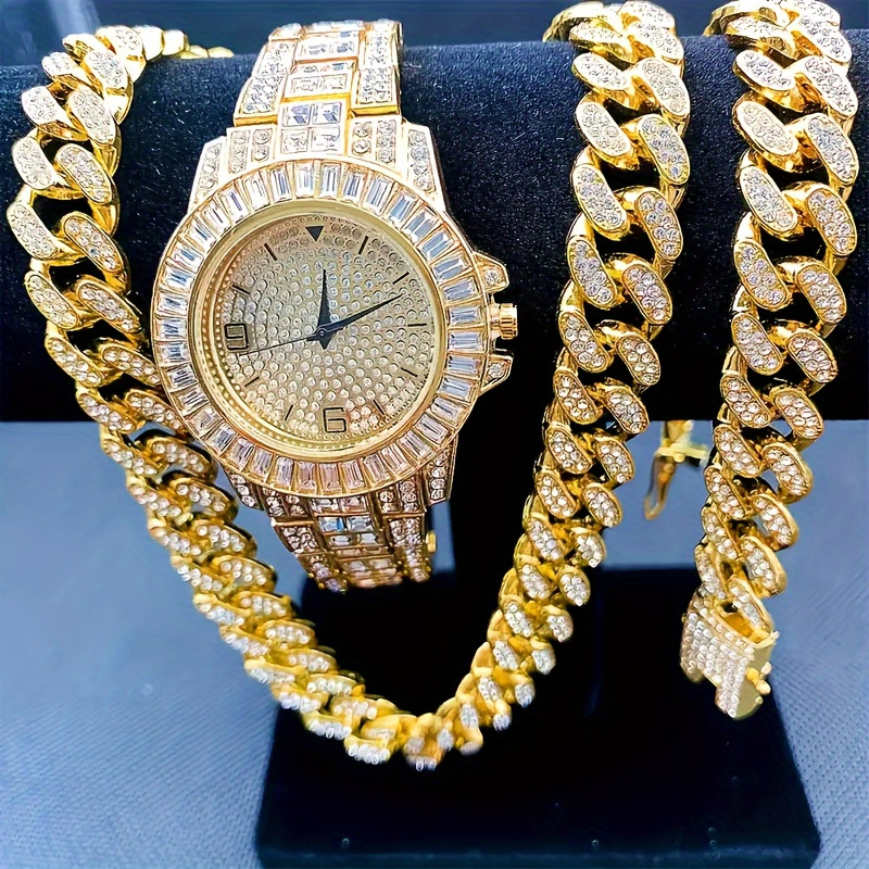 Jewelry Watch Making - Мужской набор украшений с блестящими элементами:
