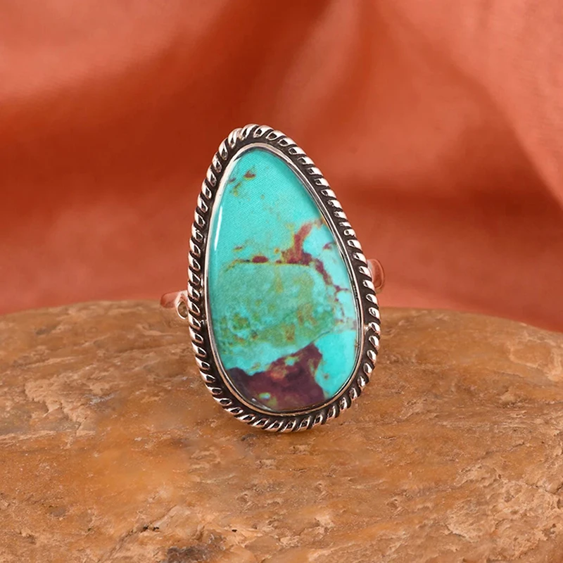 Huitan винтажное кольцо с узор – обзор и цена Turquoise Stone Ring