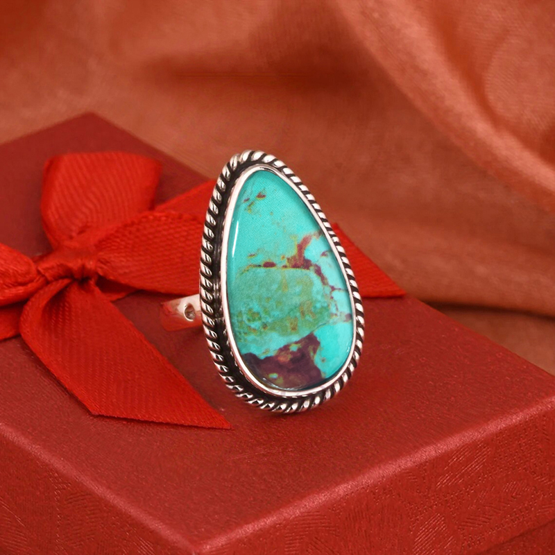 Huitan винтажное кольцо с узор – обзор и цена Turquoise Stone Ring